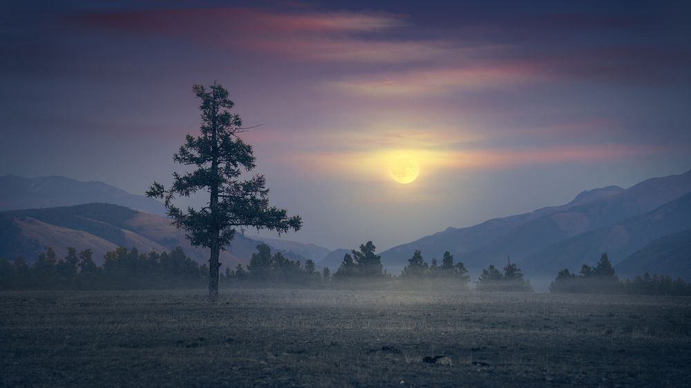 Пейзаж с луной