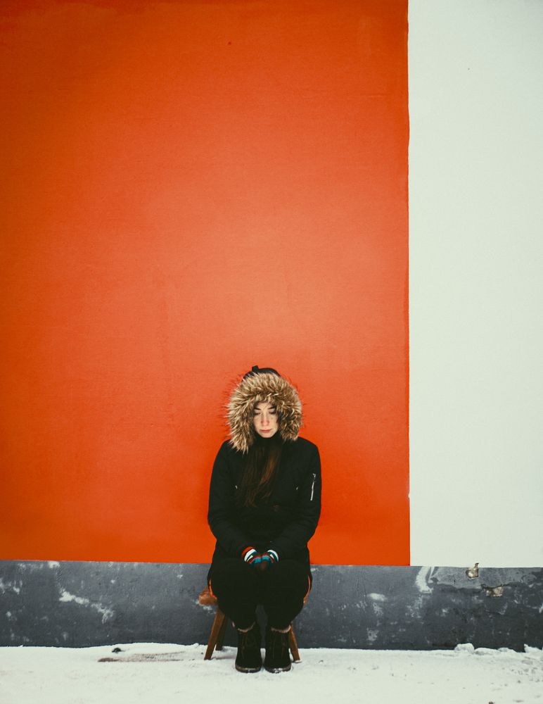 Girl and four stripes