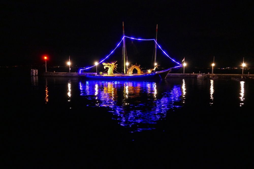 Magic Nessie mires on Leman by night.