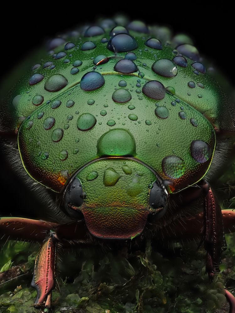 Anomala beetle with morning dew