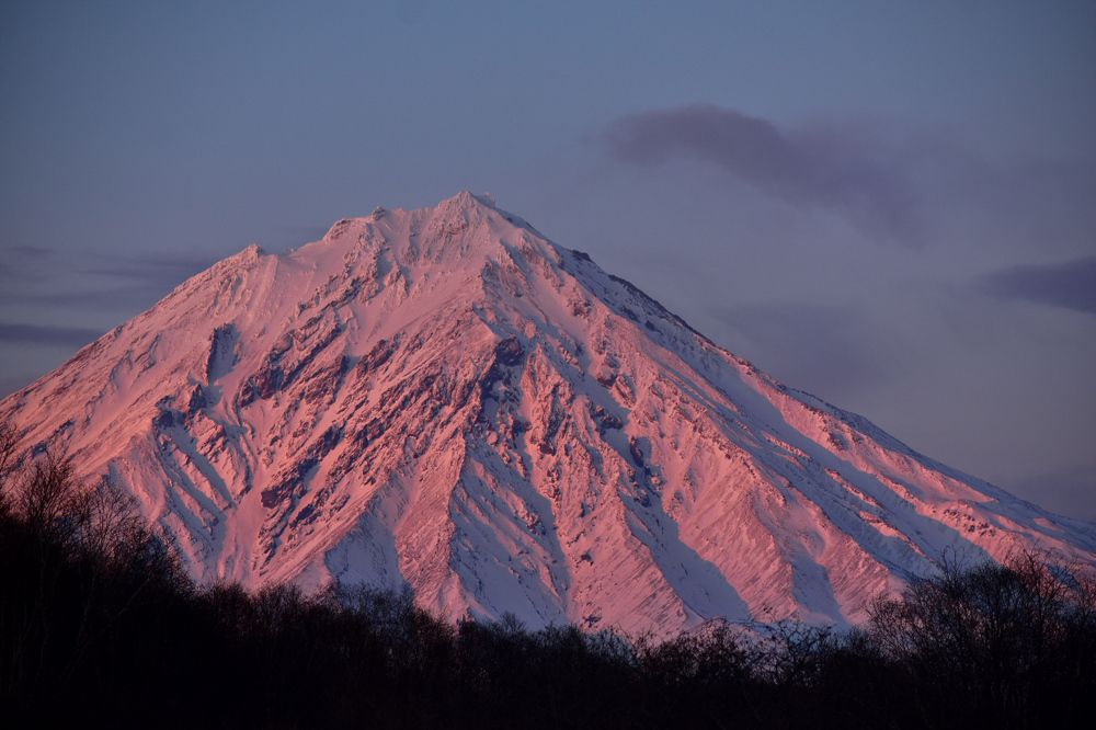 Корякский вулкан в малиновом закате
