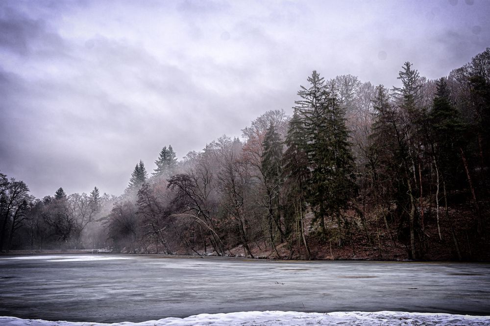 Frozen Lake in Pruhonice Park