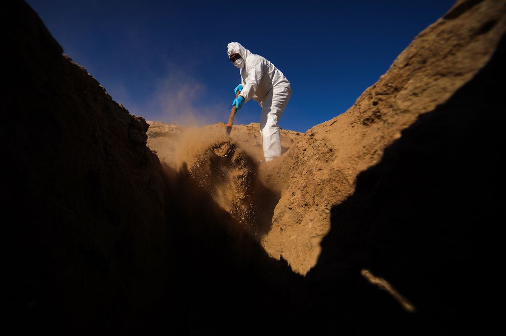 The last shovelful of earth.