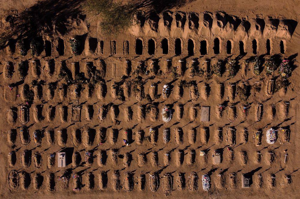 Graves of people killed by covid