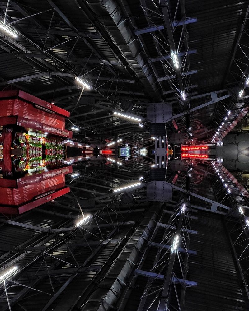 Railway station reflection