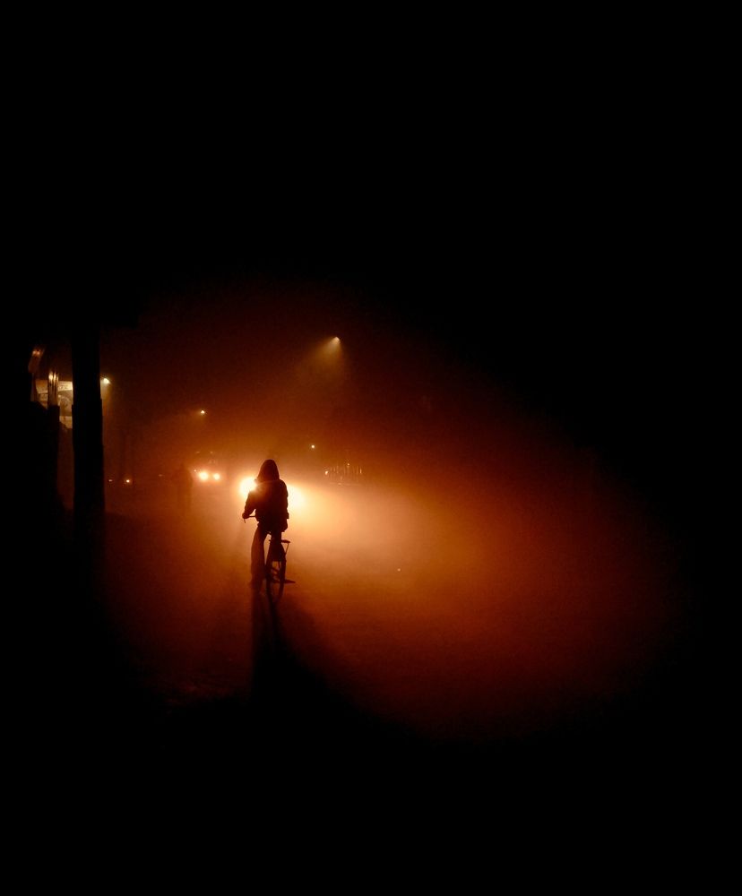 Winter foggy night