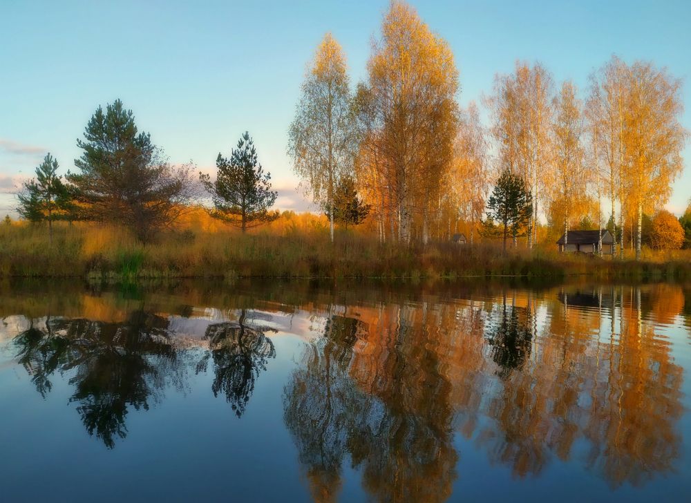 Осень купается в пруду