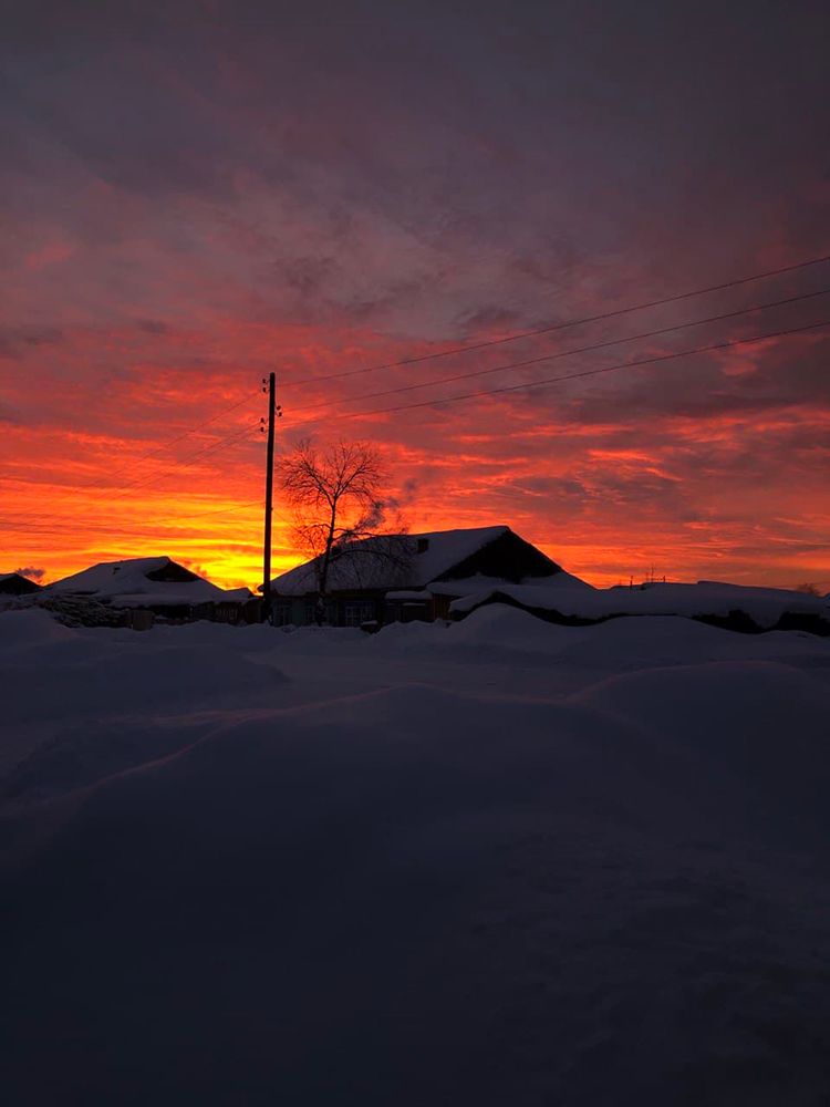 Сибирская деревня и невероятный закат
