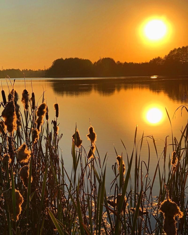 Закат над озером