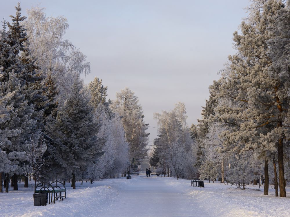 Зимний вечер в Сибири