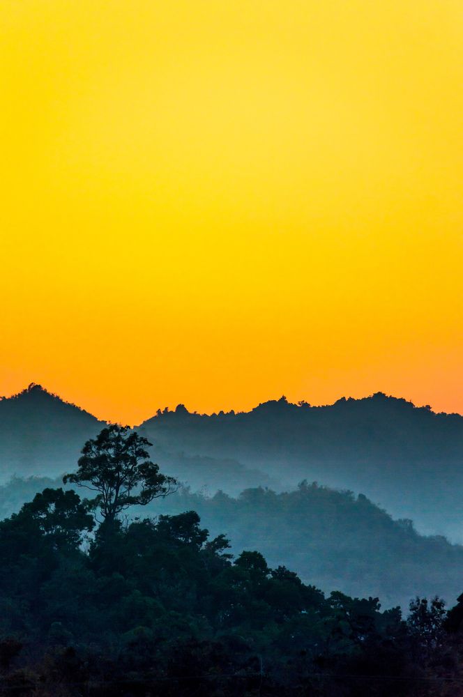 Sunset scene from mountain.