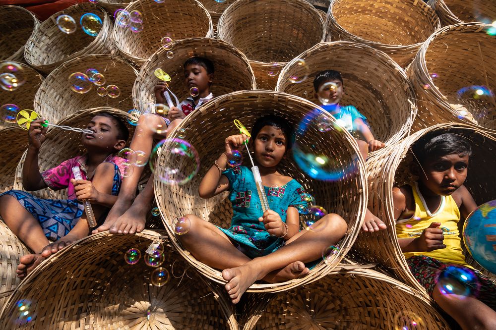 Kids Enjoying Bubbles