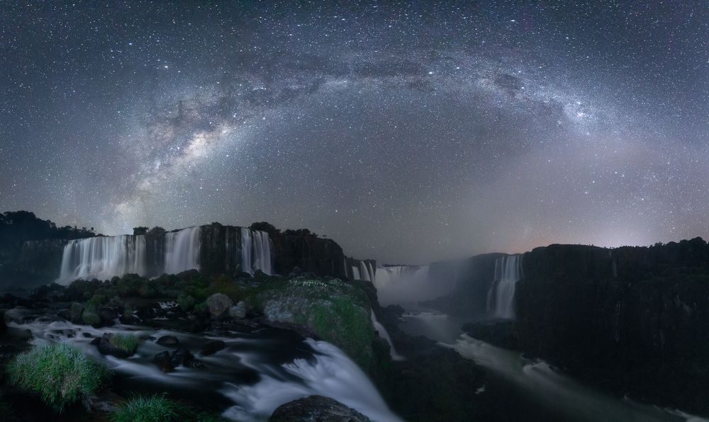 Iguazu Falls under the Milky Way - Panoramic