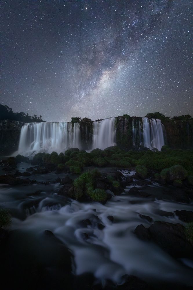Iguazu Falls under the Milky Way