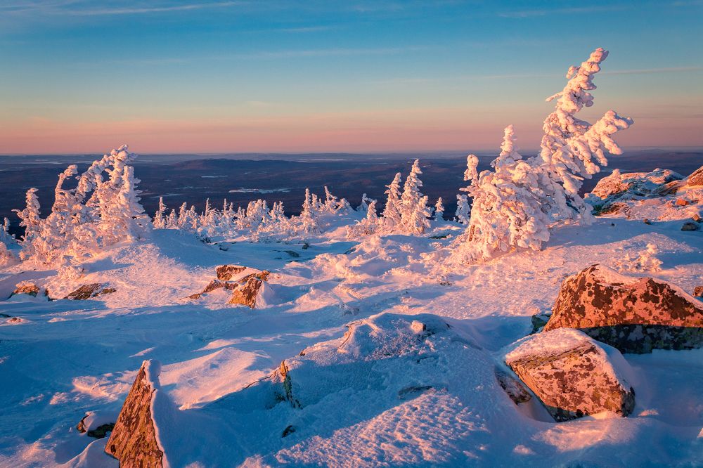 Ледяные деревья на вершине горы Круглица.