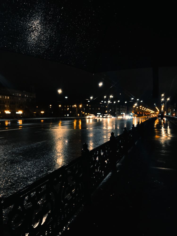 City lights under umbrella