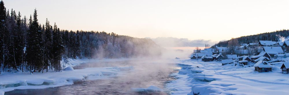 Умба во время полярной ночи. Малая Пирья-губа