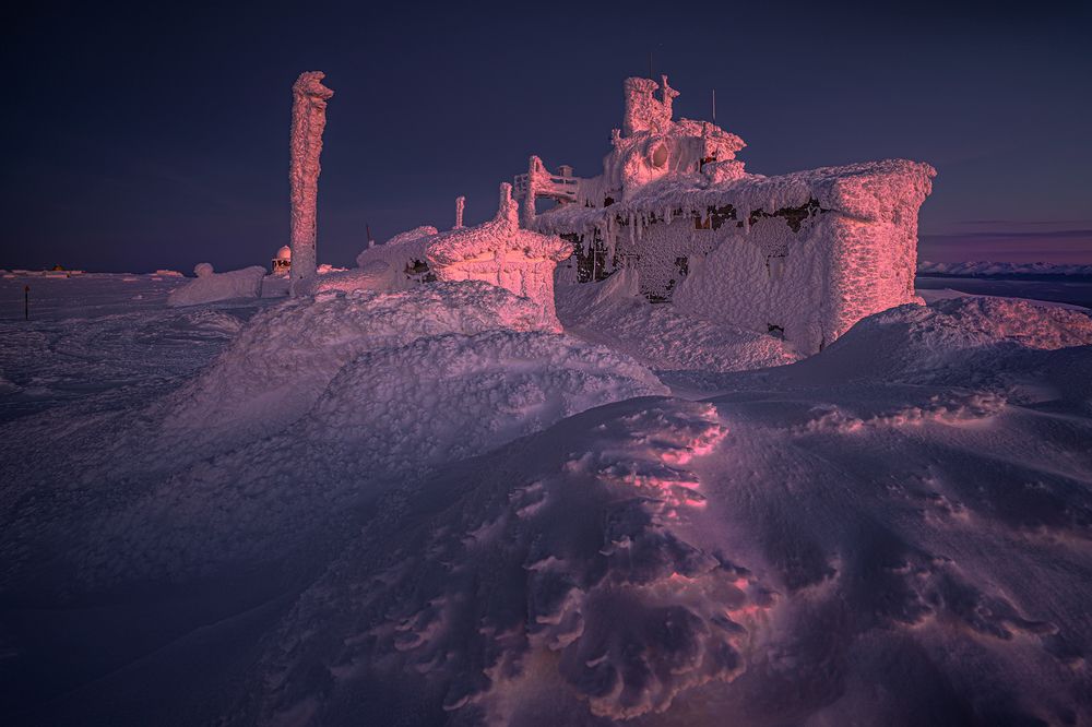 At sunset from the top