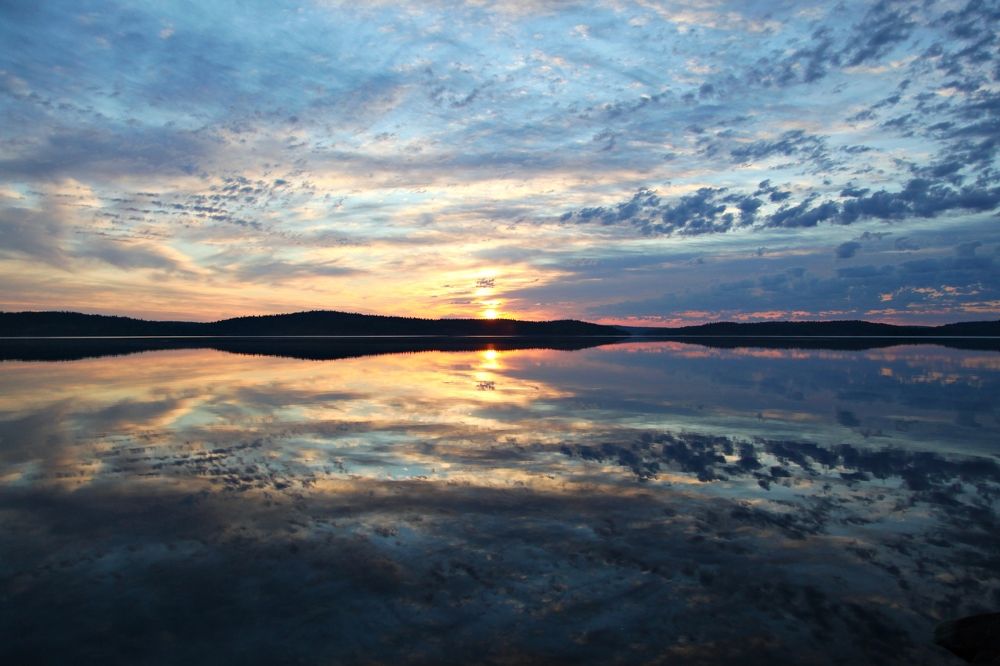 Sunset over Ladoga lake