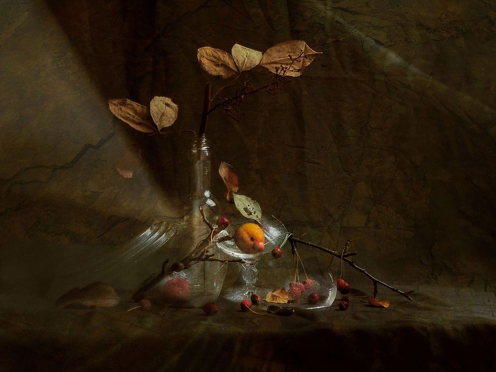 Натюрморт с маленьким абрикосом.