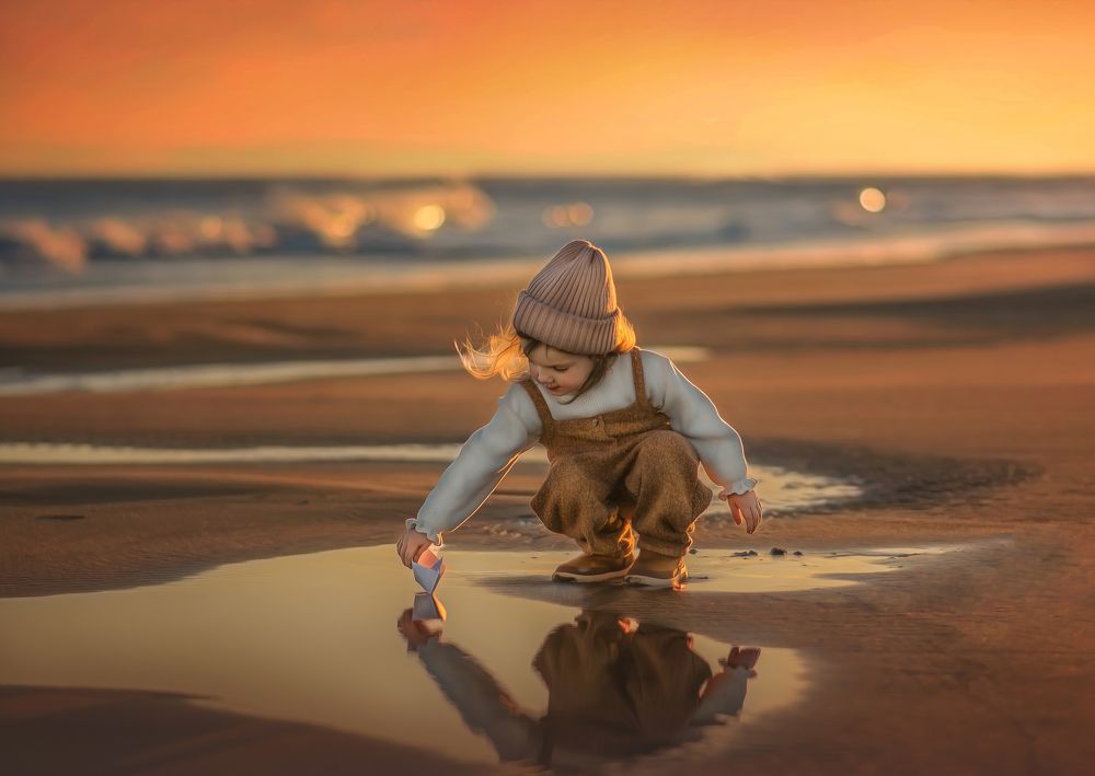 A sunset on the beach