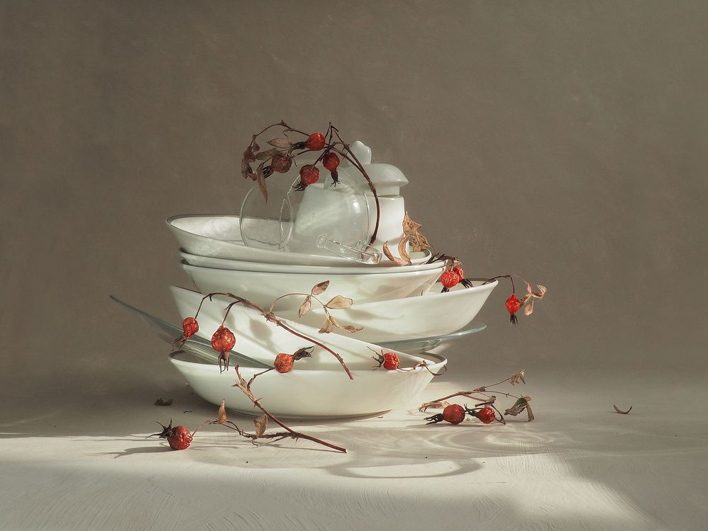 Натюрморт с шиповником.