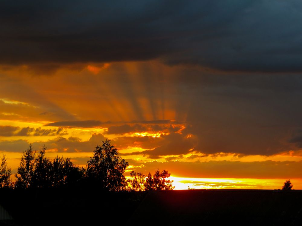 Orange colors of the evening sky