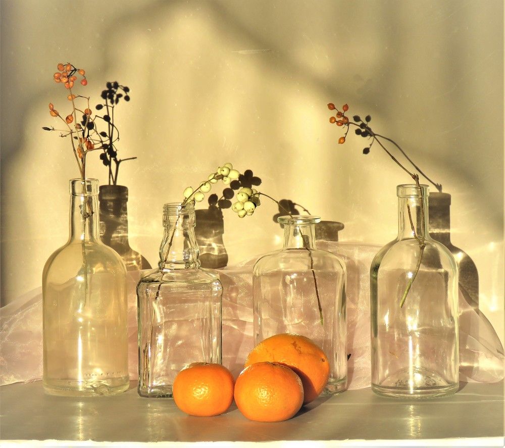 с мандаринами и стеклом