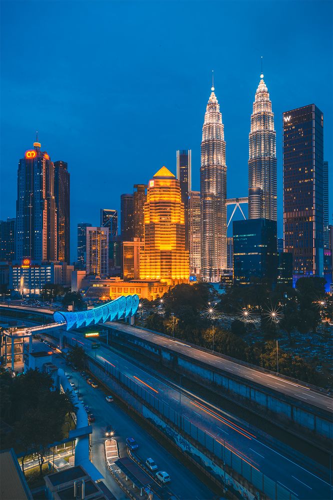 Saloma Link bridge with Background of KLCC , Malaysia