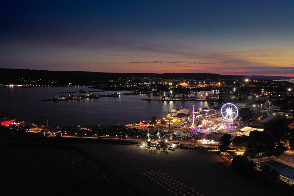 Sunset over the port of Varna