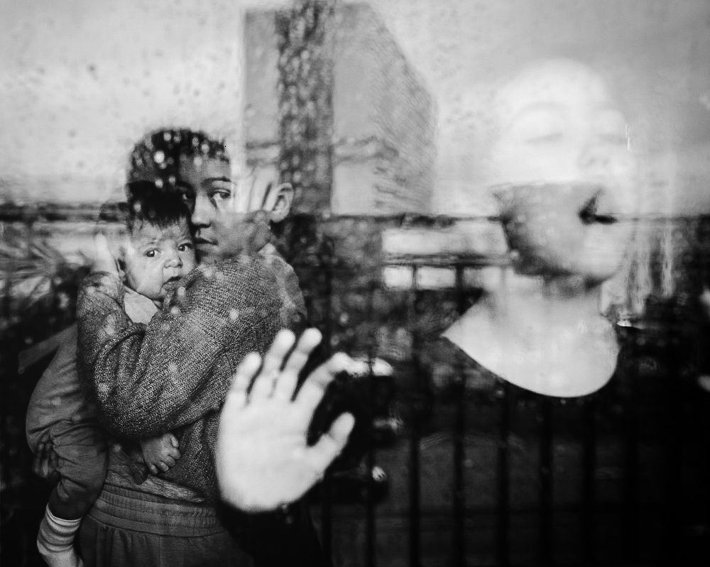 Sisters in a rainy day