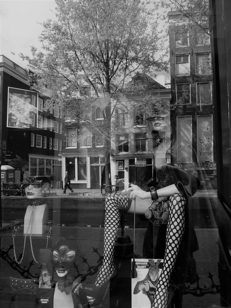 Amsterdam reflection on a shop window