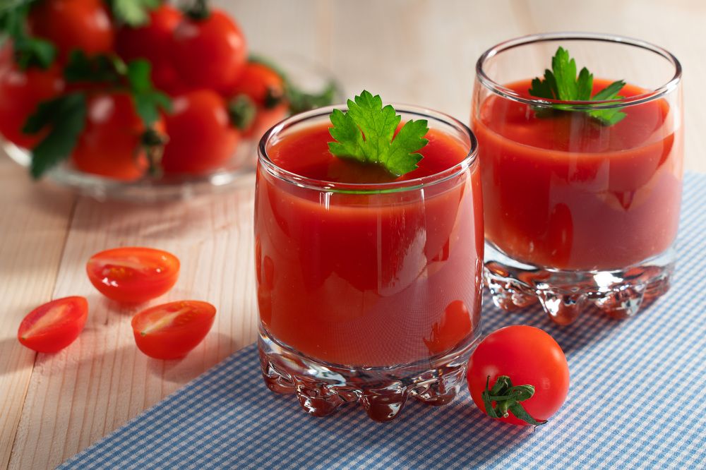 two glasses of tomato juice