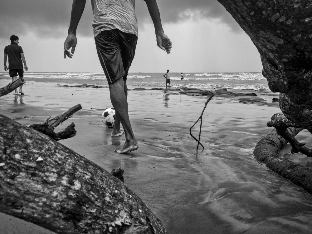 Beach football is fun, isn't it?