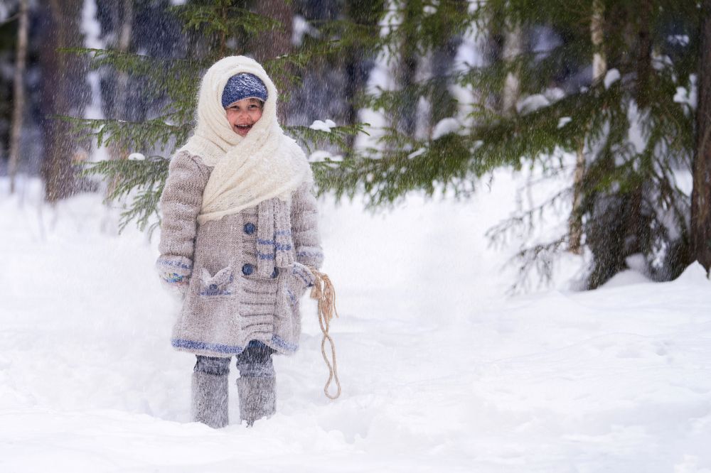 A girl in the winter forest. Based on Russian fairy tales.
