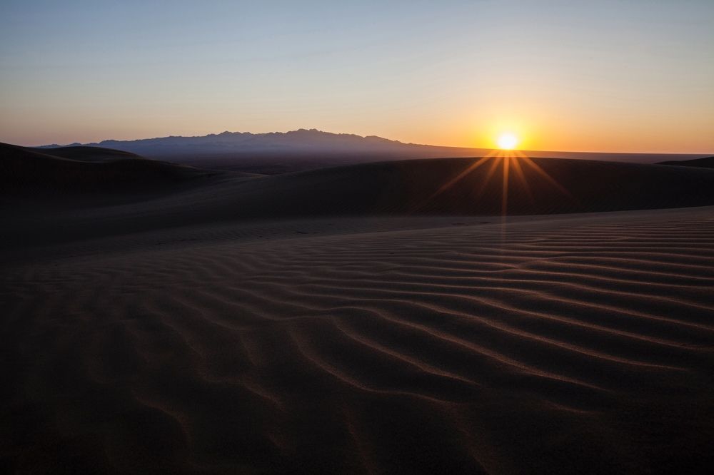 Sun rise in desert