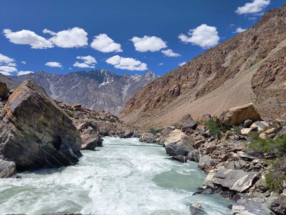 Hanging bridge at Roof of the World, Pamir, Tajikistan
