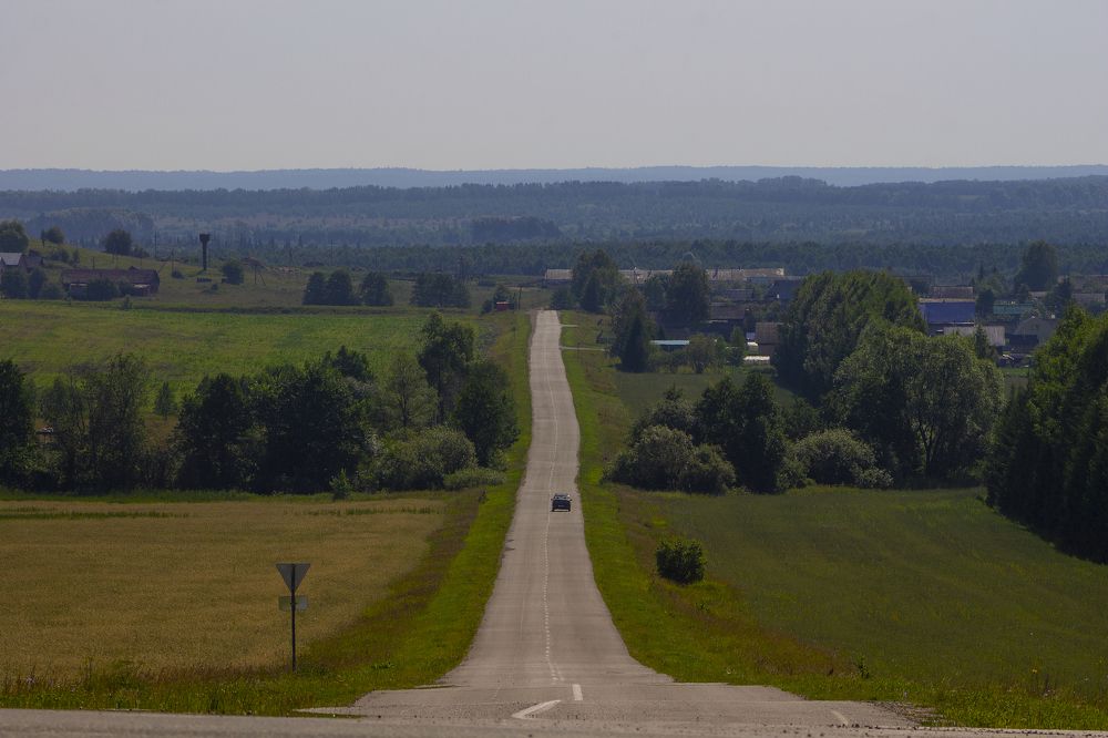 Июльское утро на дороге в Тутагачево