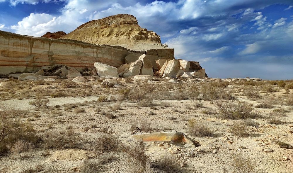 The bottom of the Aral Sea, after the water has left.