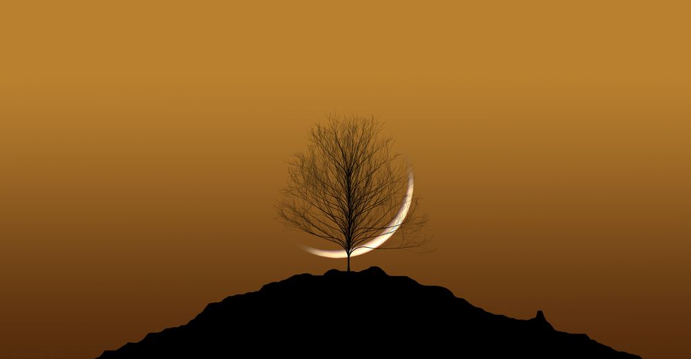 In my dreams I saw a moon, sky and mountains