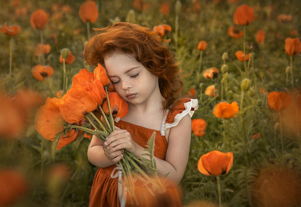 Girl with poppies