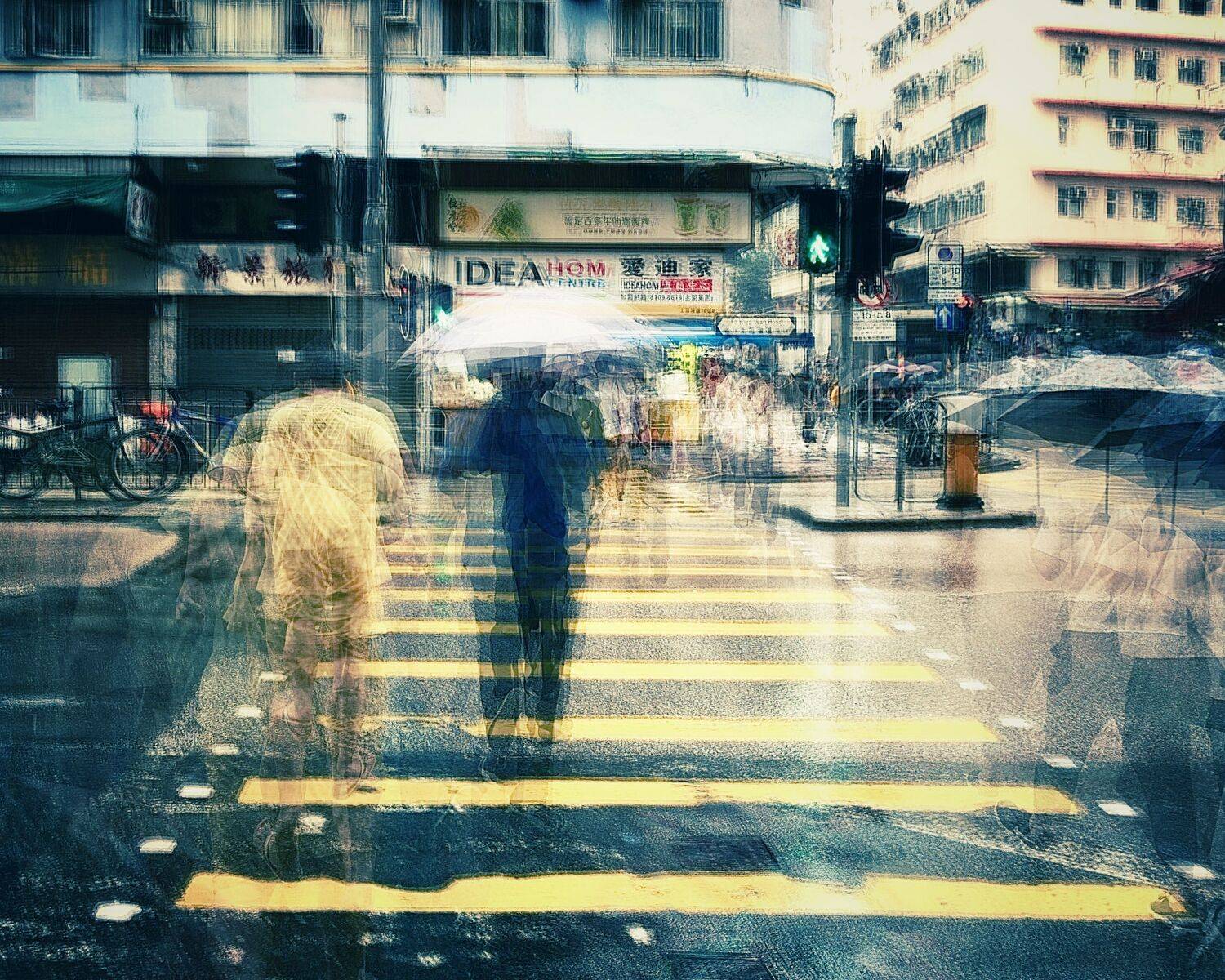 Doubled Ghosts of Rainy Crosswalk