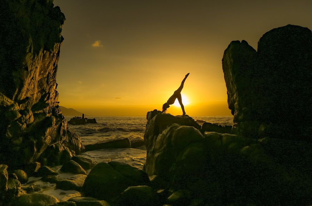 Fitness yoga at the dawn.