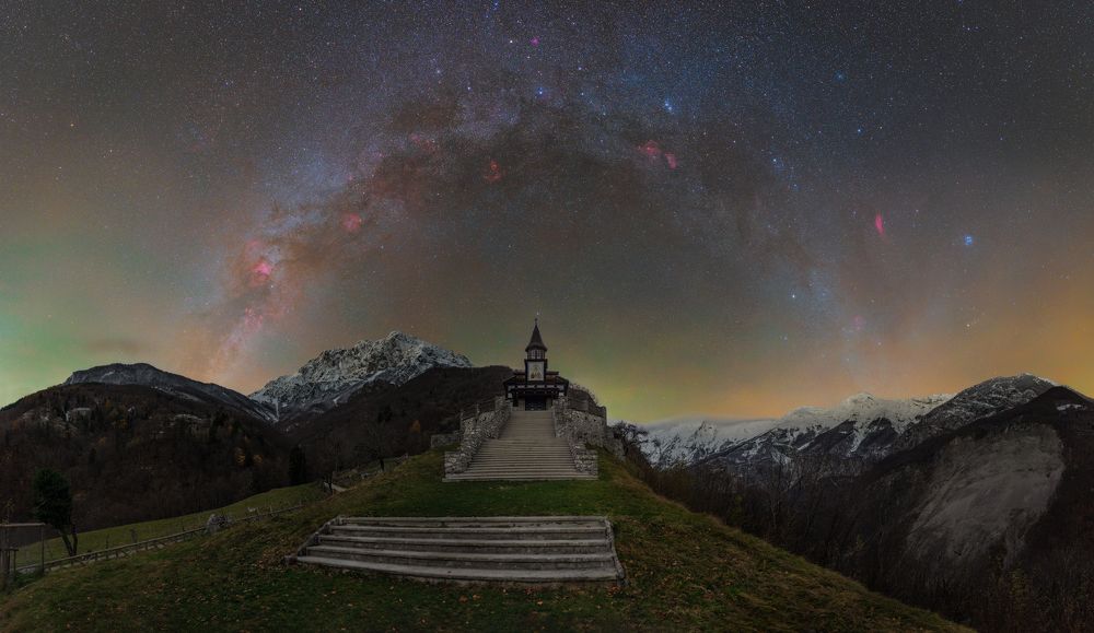 Starry sky above Javorca, Slovenia