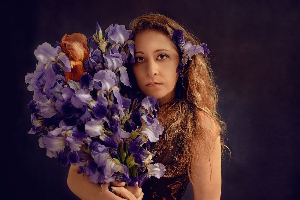 Self-portrait with Irises