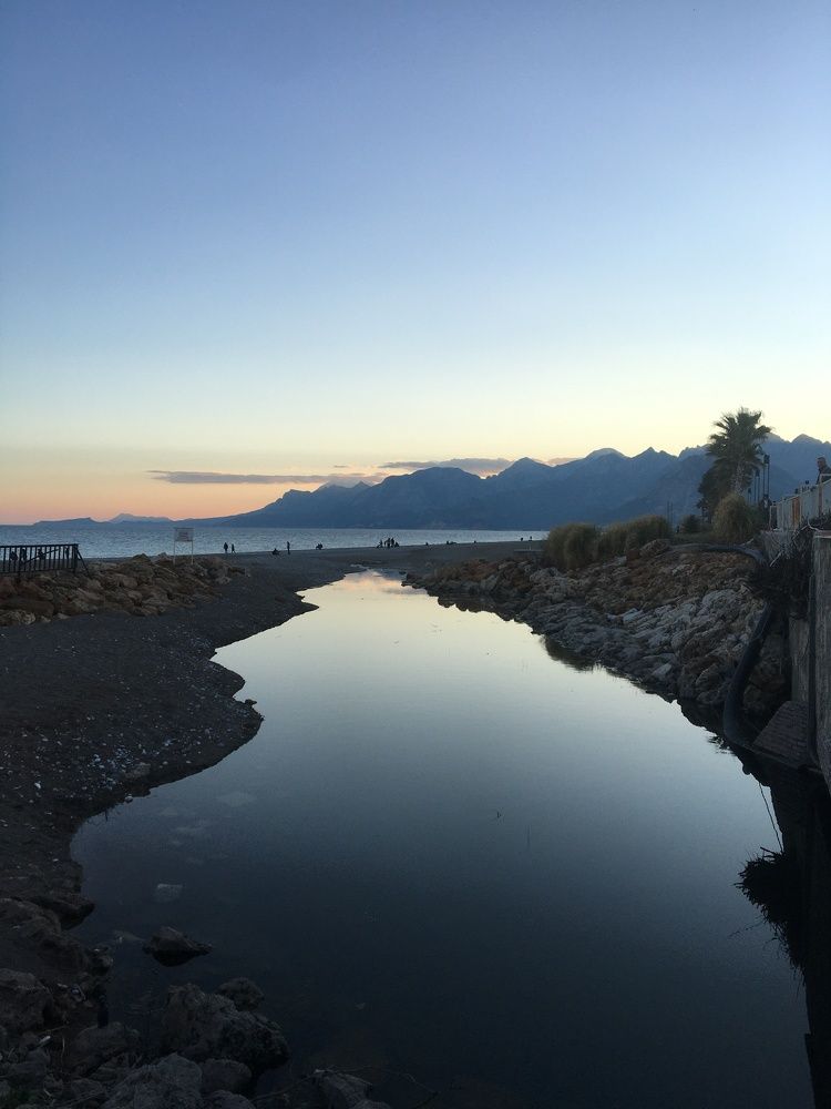 lake sea and reflection of nature without moonlight effect