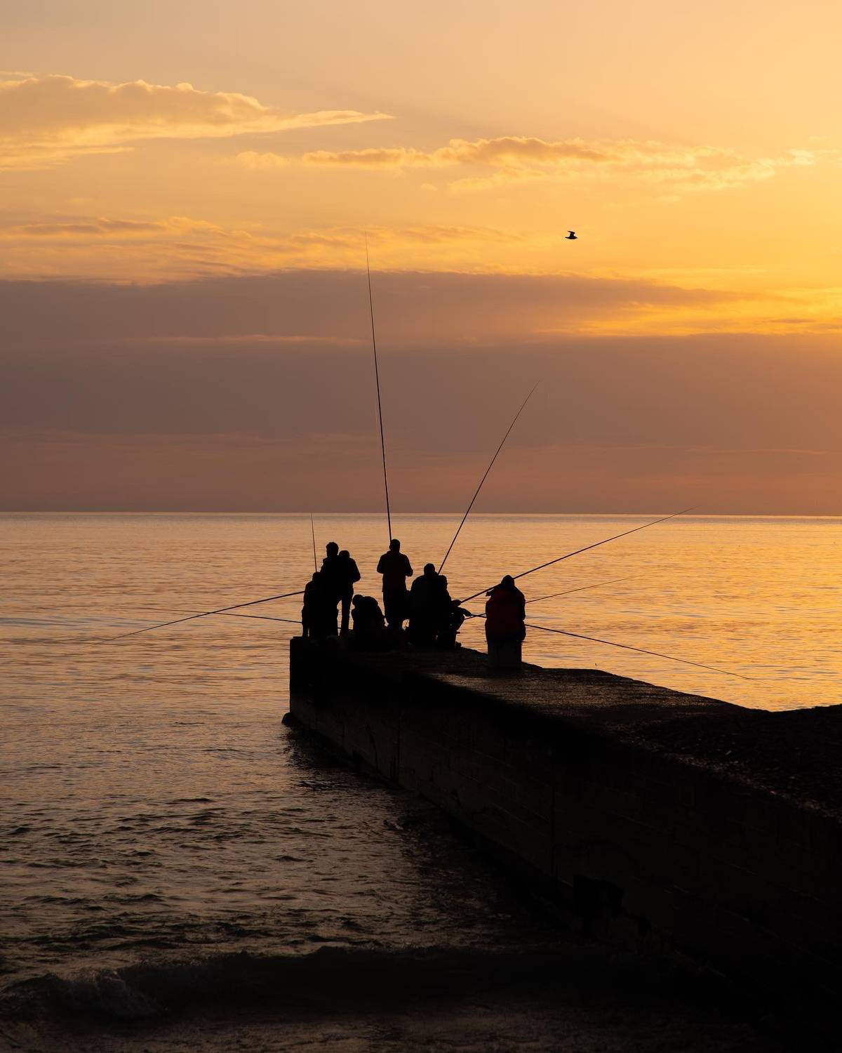 Рыбаки на волнорезе