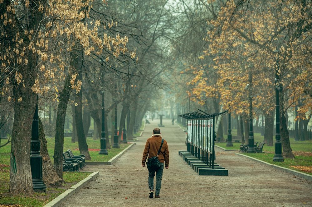 Туман в Москве. Гоголевский бульвар.
