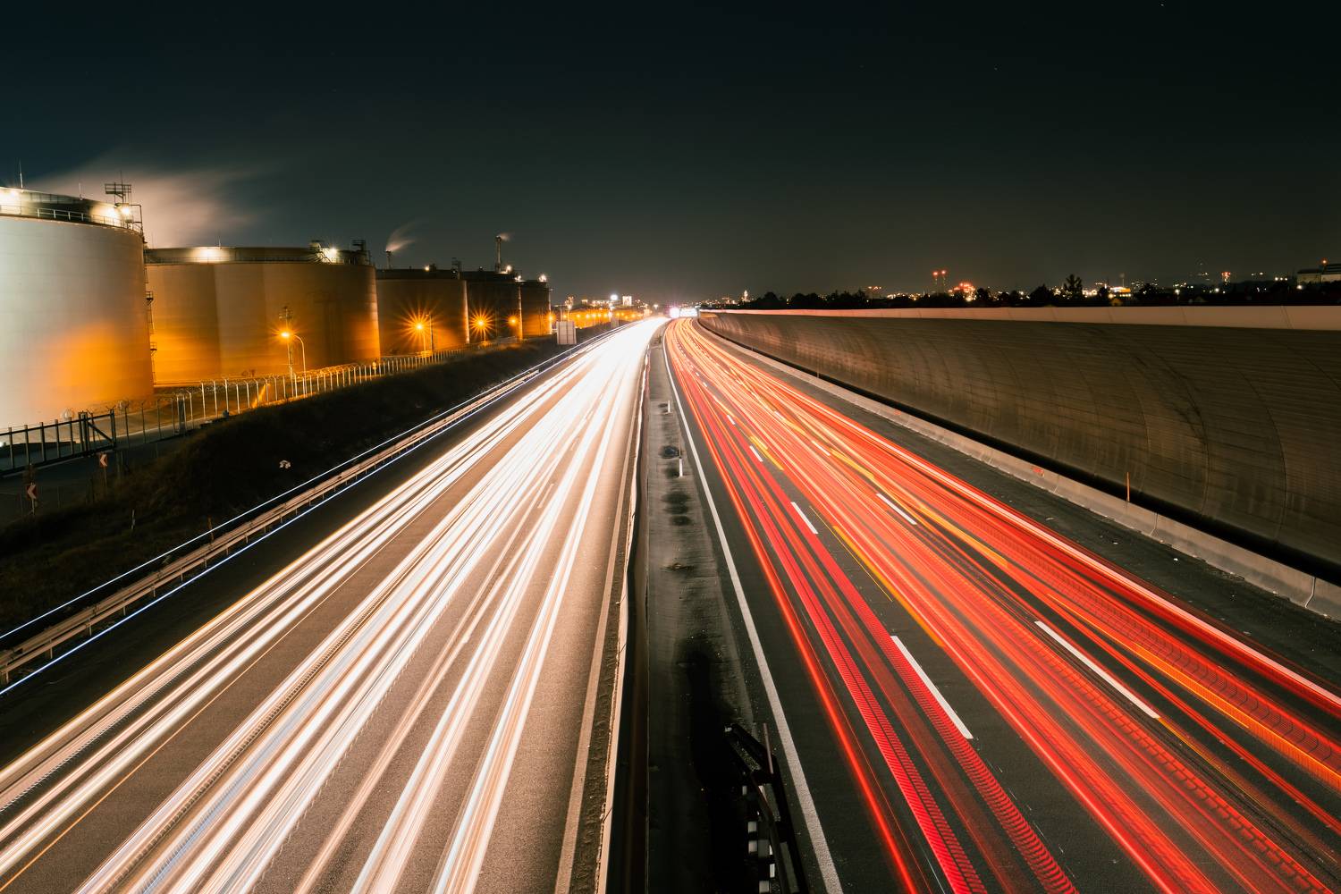 Light trails of highway traffic Light trails of highway traffic