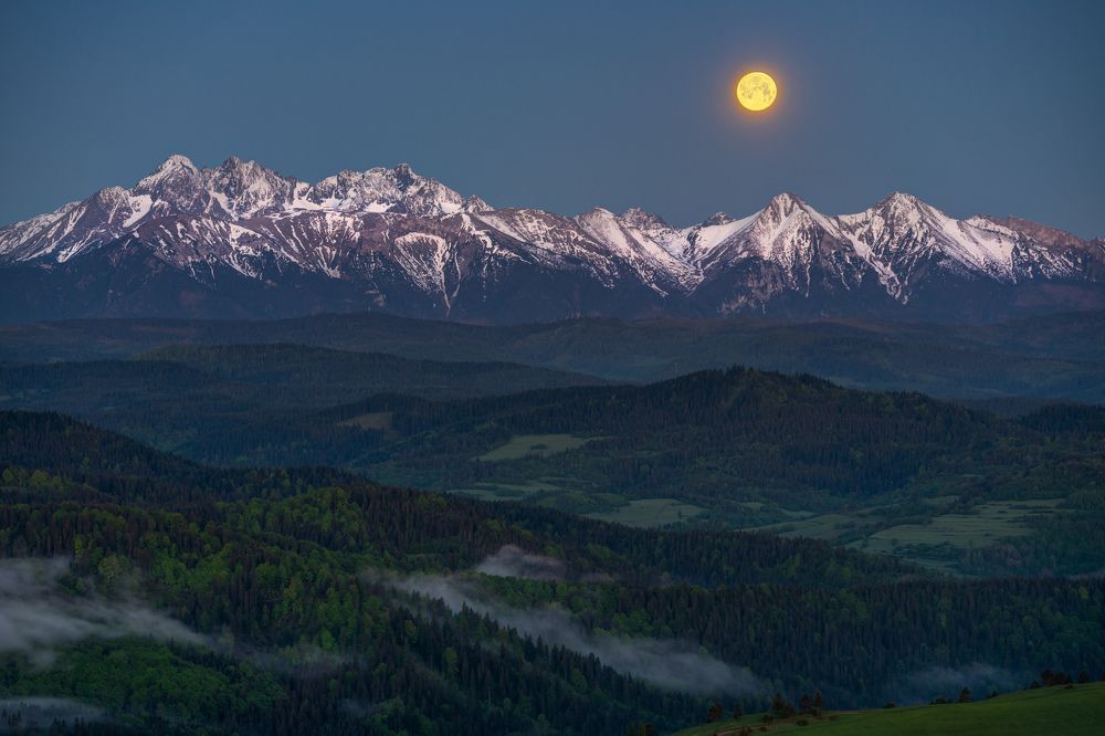 Moon above Tatra Mountains